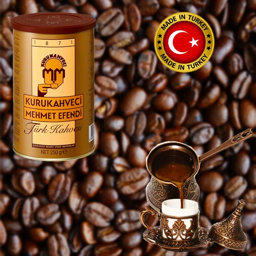 

Turkish coffee traditional delicious 3 piece 250 gr made in turkey famous free shipping hot coffee