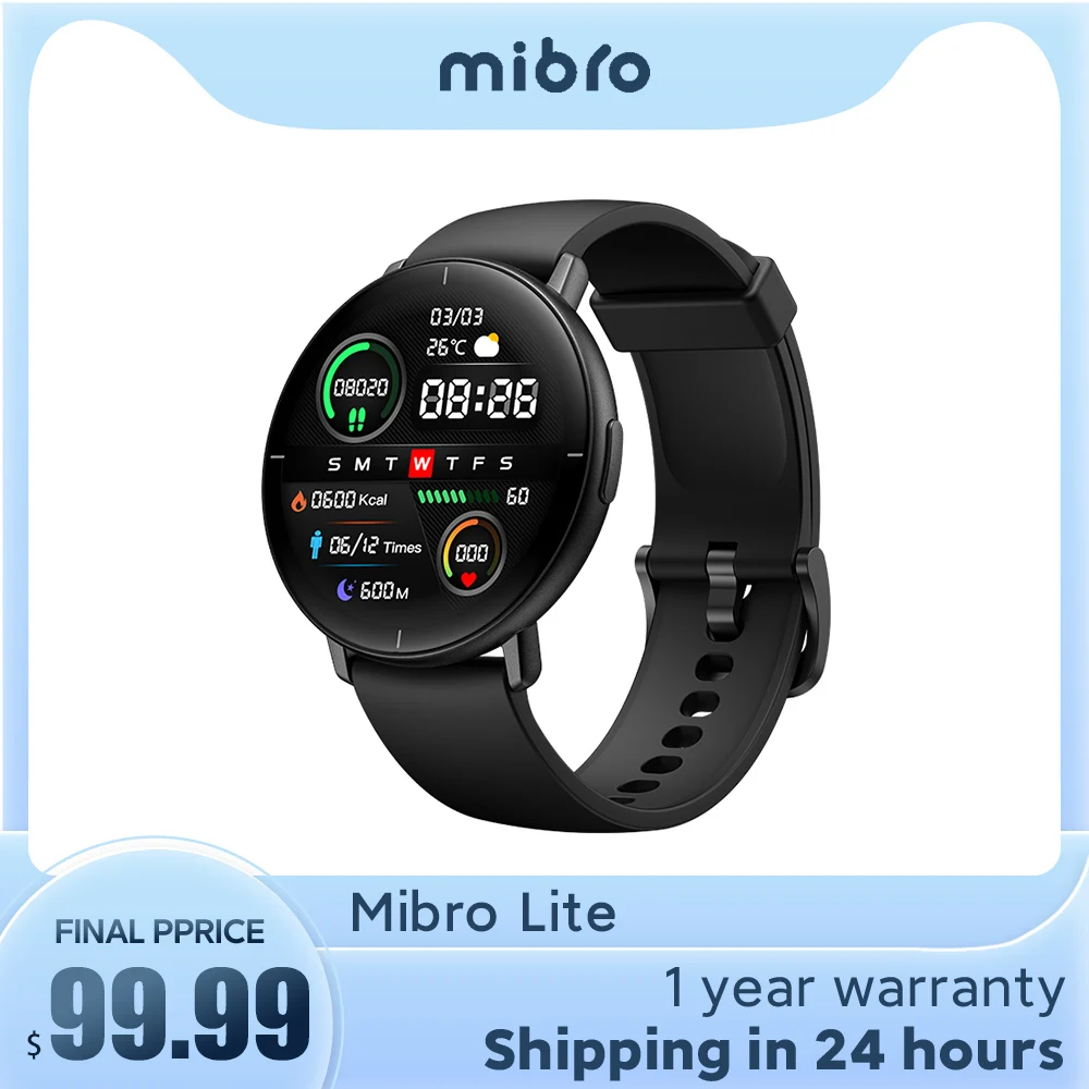 

Mibro Lite Smart Watch 1.3 Inch Amoled Screen Smartwatch Support Multi-language Sport Watch Blood Oxygen Glabal Version