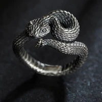 adjustable winding rattlesnake ring for men vintage cool snake animal gothic punk motorcycle party opening mens ring jewelry