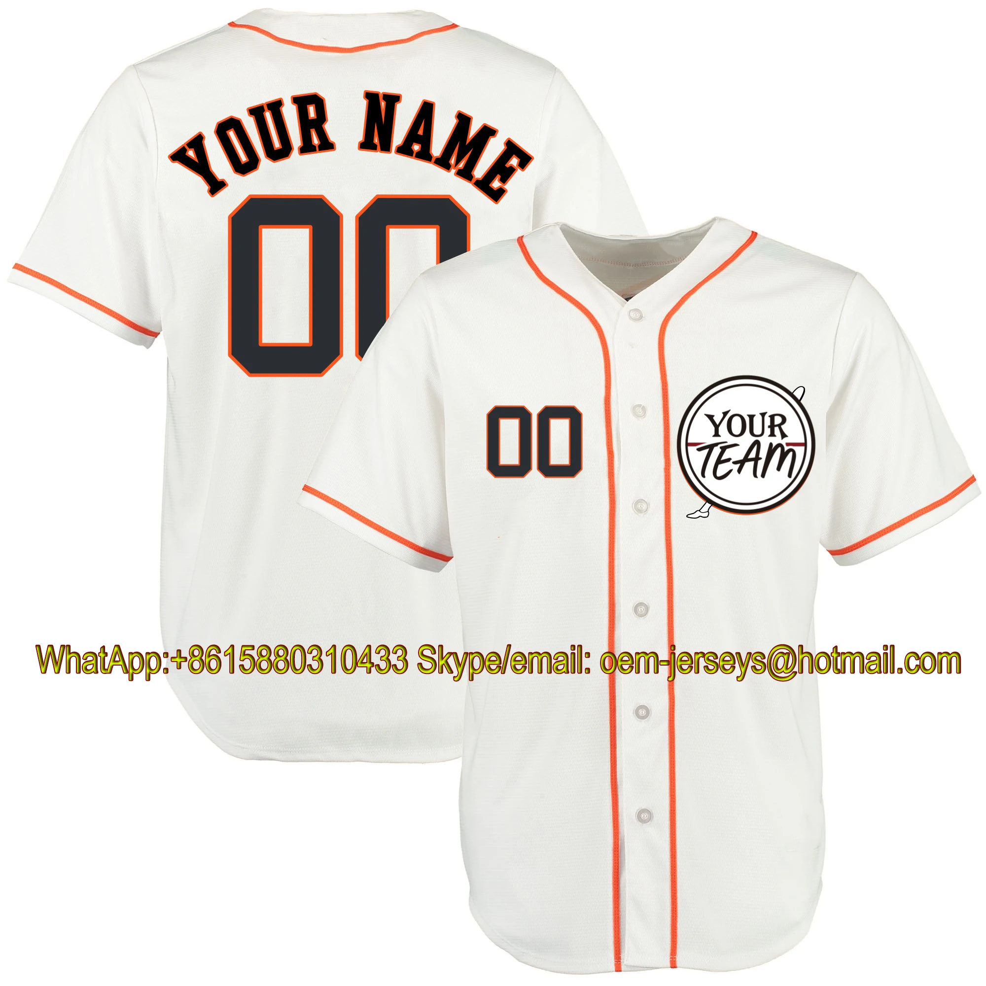 

Customize Cream White Baseball Jersey Embroidered Stitch Your Team Logo Name Number Any Style Color Softball Uniform T-Shirt Men