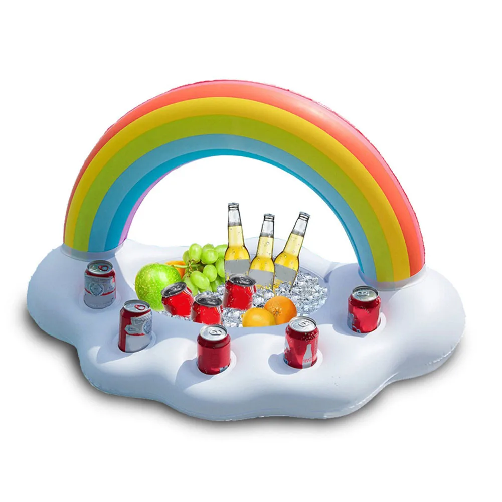 

Rainbow Cloud Inflatable Ice Bucket Beach Swimming Pool Floating Ice Bucket Creative Wine Beer Beverage Rack Drink Holder