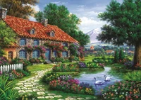 art puzzle swans as garden 1500 piece jigsaw puzzle fun toys gift wall decoration for adults teenagers
