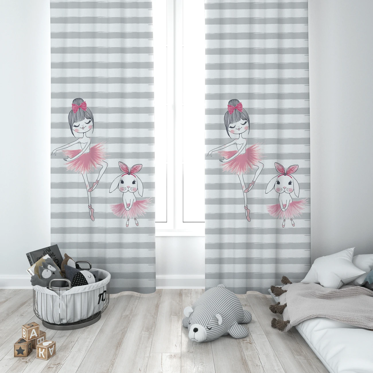 Шторы Детские с 3D принтом декоративные предметы для дома детская комната Розовый