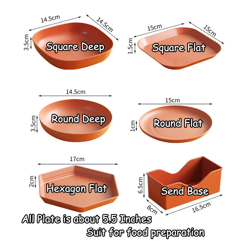 Набор тарелок с основанием комплект из 5 квадратных круглых салатных мисок