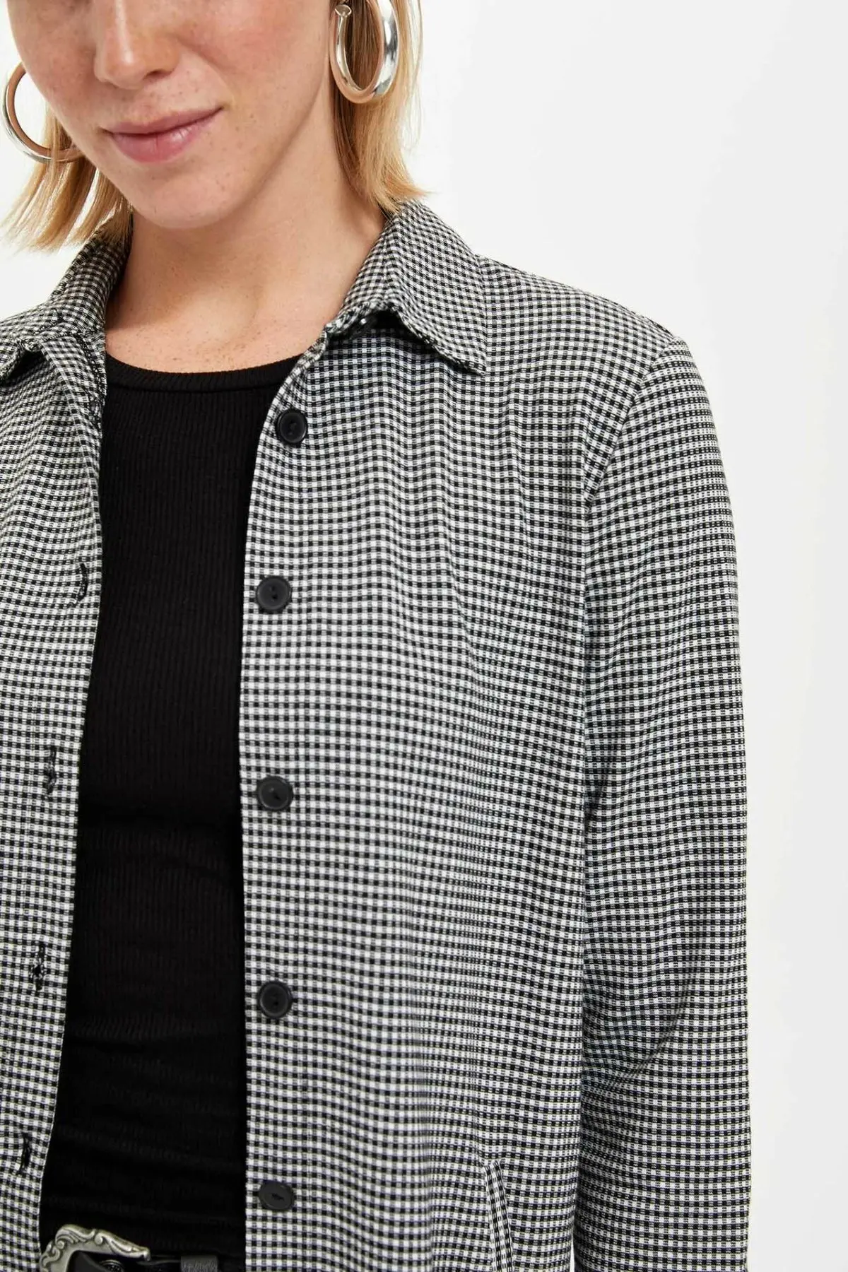 DeFacto женские классические белые черные рубашки-туники с сеткой повседневные