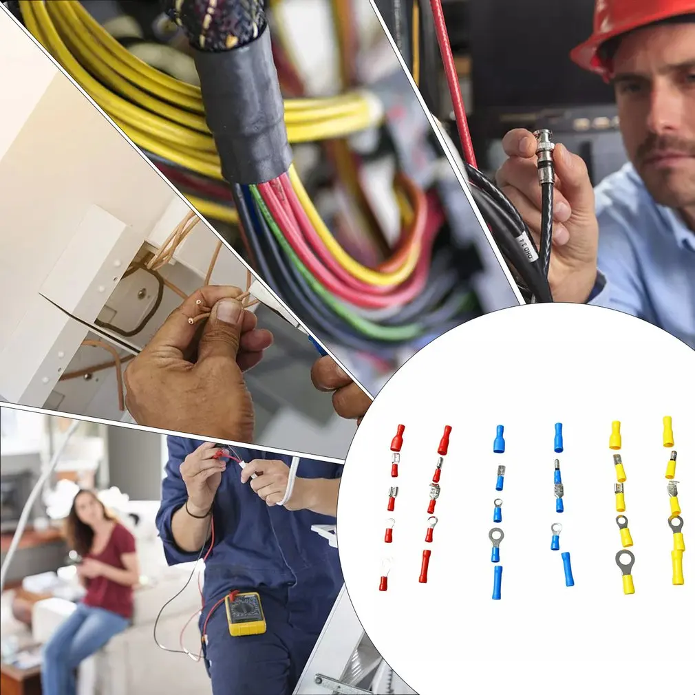 

300/480 PCS Assorted Spade Pin Terminals Insulated Cable Connector Electrical Wire Crimp Butt Ring Fork Set Ring Lugs Rolled Kit