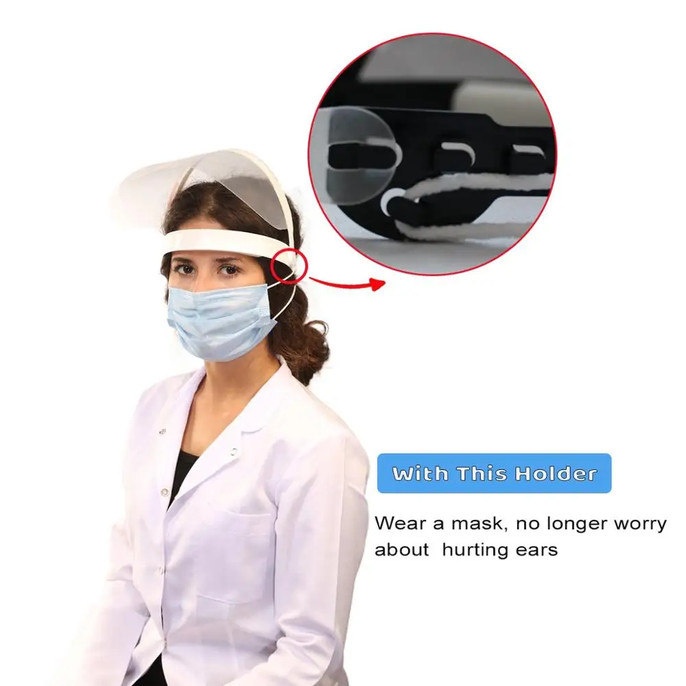 

20 PCS Safety Transparent Lens Protective Full Face Film Shield Plastic Anti-Fog Anti-Saliva Faceshield Flip-Up Outside