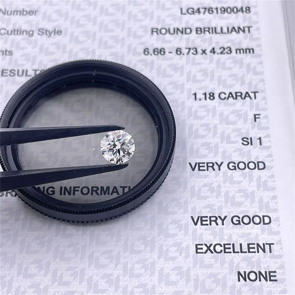 

Tianyu Gems Round CVD 1.18ct F SI1 Lab Grown Diamonds 6.66x6.73x4.23mm IGI White Color Sparking Diamond Loose Stone for Jewelry