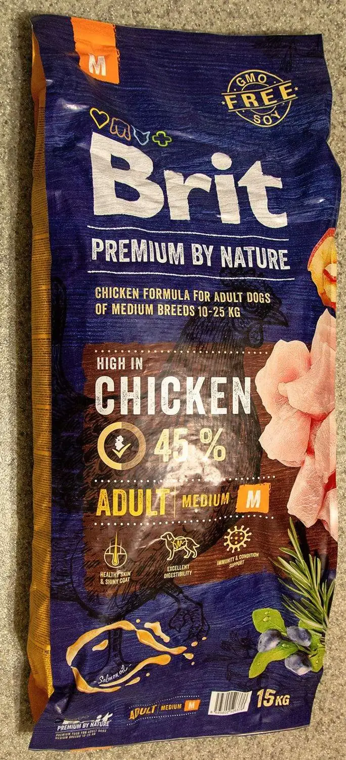 Корм Brit Premium by Nature Adult M для взрослых собак средних пород Курица 15 кг. | Дом и сад