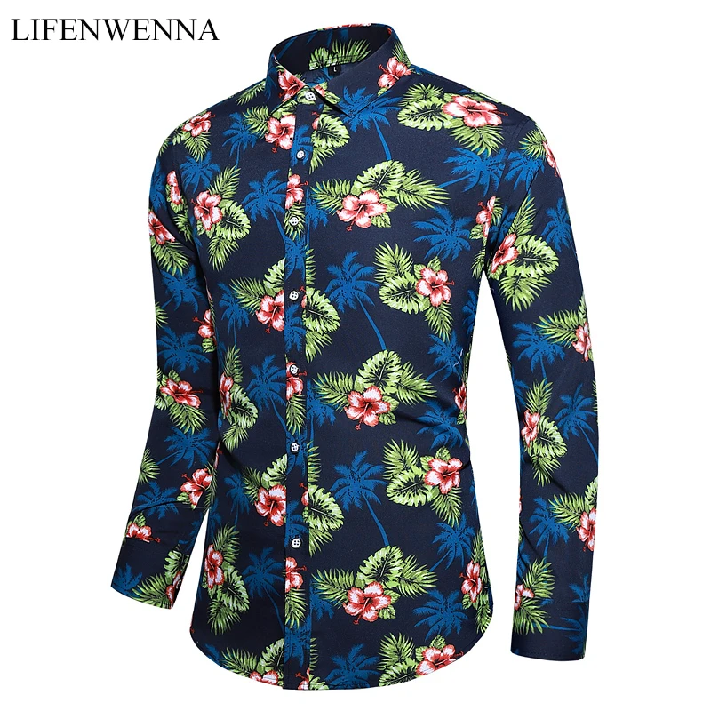 

Casual Shirt Men Spring New Arrival Floral Printing Long Sleeve Shirts Men's Fashion Big Size Business Office Shirt 5XL 6XL 7XL