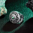 Серебряное мужское кольцо с цветочным мотивом, зеленое мини-циркониевое Серебряное украшение ручной работы, мужские ювелирные изделия
