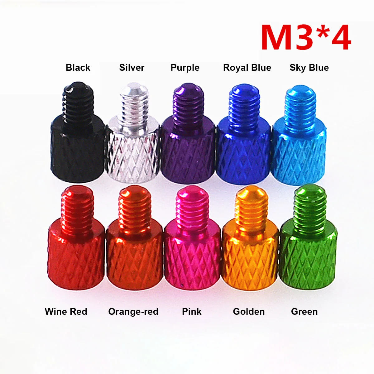 10 шт. M3 * 4 мм, винты из анодированного алюминия для настольного компьютера, 5x5 мм, винты с накатанной головкой, декоративные винты «сделай сам»