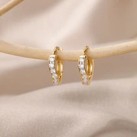 simple geometric round hoop earrings for women cubic zirconia irregular stud earring engagement jewelry gift accessories 2022