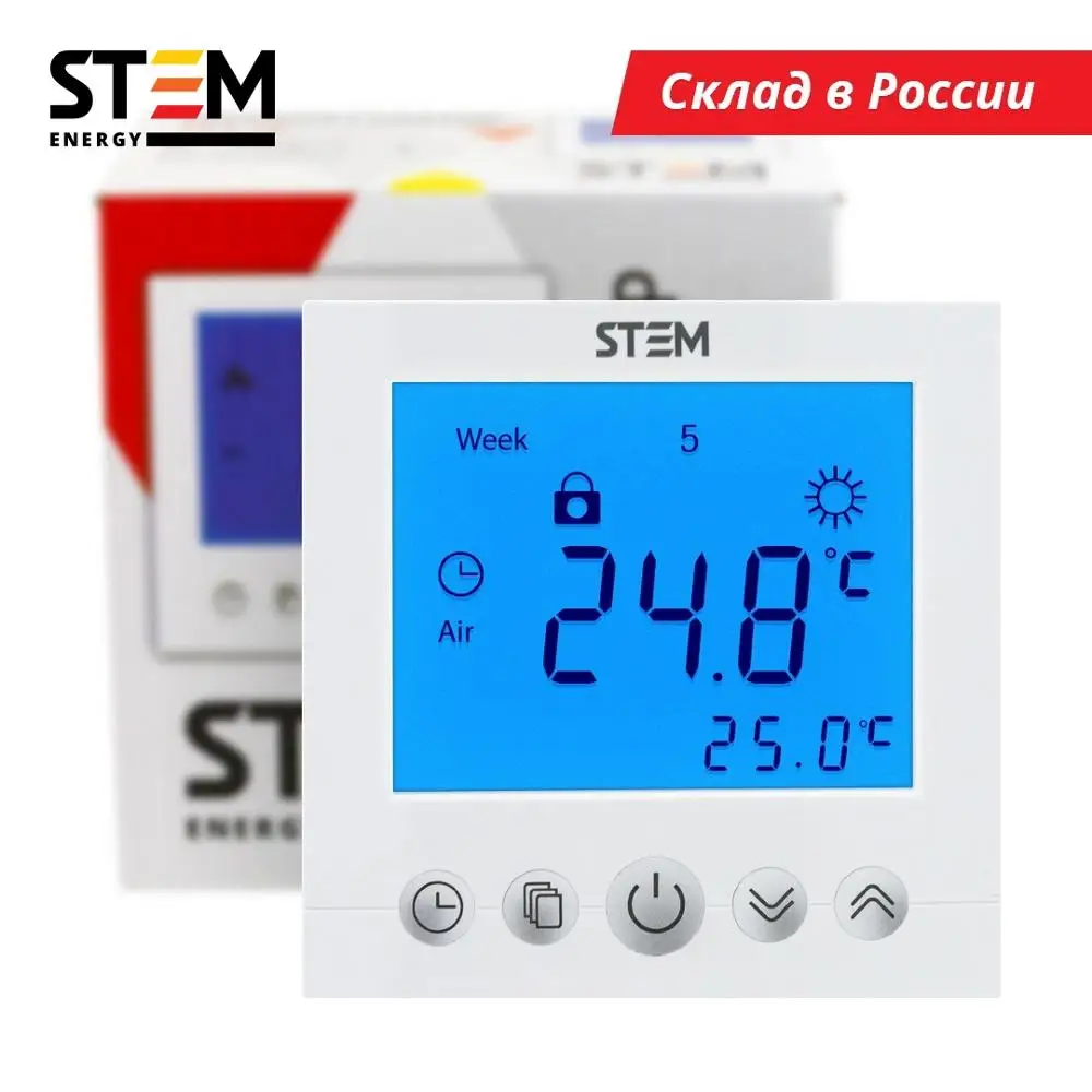 Цифровой терморегулятор STEM Energy SET-16 220В 16А для электрического теплого пола