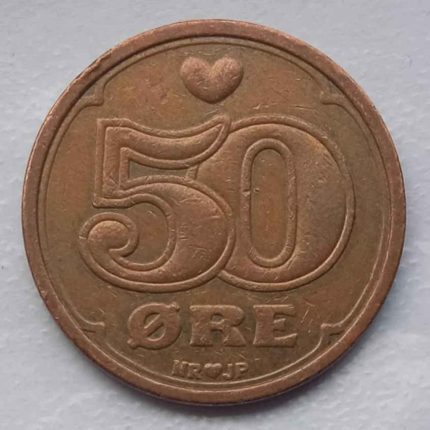 Монета Дания 50 эре 1989-2016 |