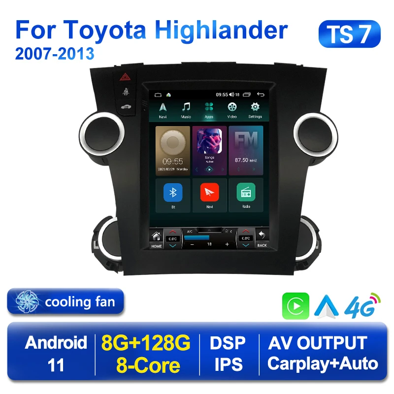 Автомагнитола 2DIN для Toyota Highlander 2 XU40 2007-2013 мультимедийный видеоплеер с экраном в