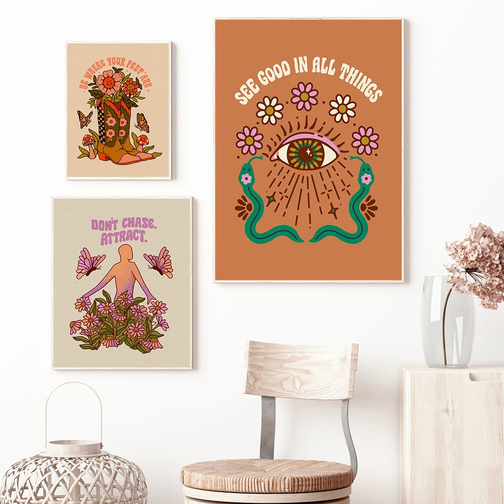 Картина на холсте See Good in All Things плакат и печать абстрактный цветок винтажная