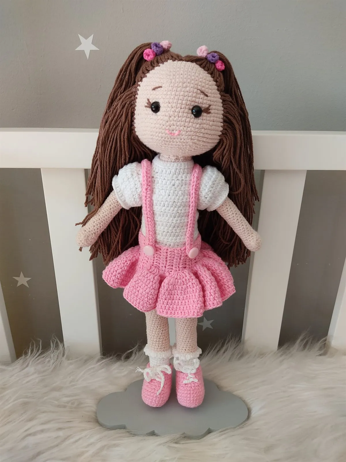 Игрушка амигуруми для девочек ручной работы длинная розовая 40 см | Игрушки и