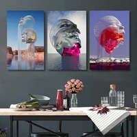 fashion face art posters and prints aerial ai portrait art canvas painting wall art picture room science museum home decor