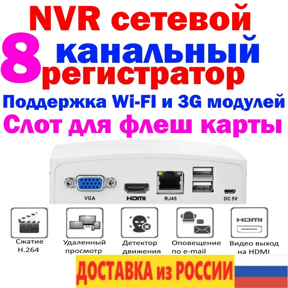 Мини сетевой NVR видеорегистратор видеонаблюдения 8 канальный поддержка IP | Видеорегистратор для видеонаблюдения -10000375138492