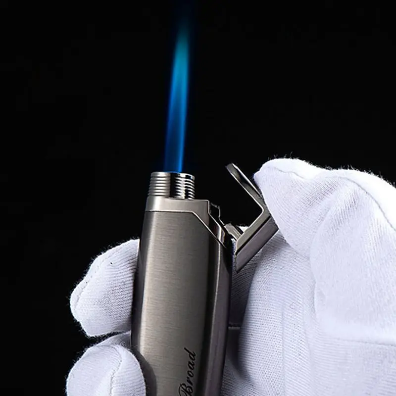 

New Windproof Straight Into The Blue Flame Gas Lighter High-End Atmosphere Portable Point Cigar Smoking Accessories Men's Gifts