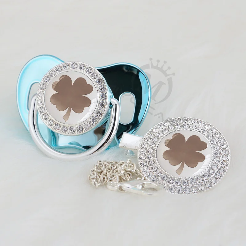 

MIYOCAR Gold lovely gold leaf beautiful Gold bling pacifier and pacifier clip BPA free dummy bling elegant GLE-1