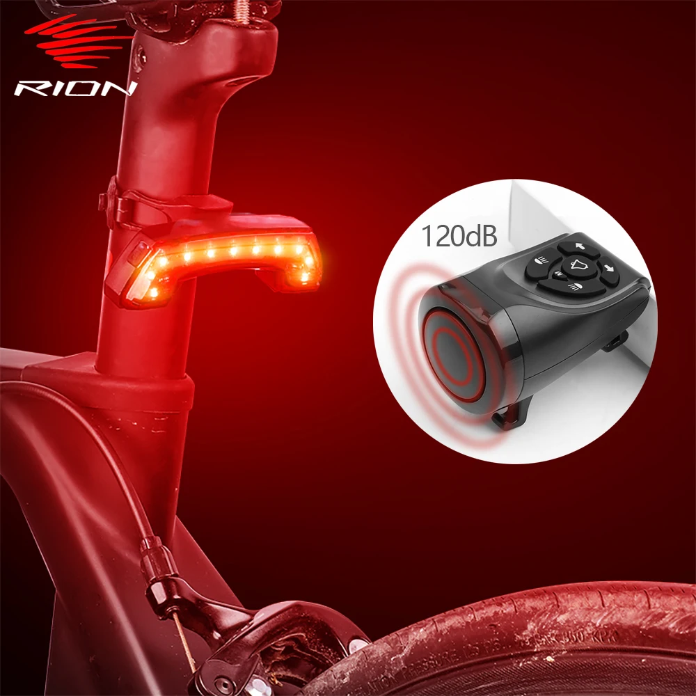 

RION Rear Light Bicycle Horn High Visibility Cycling Bike Tail Lights Bell Flashlight MTB LED USB Taillight Brake Lantern Lamp