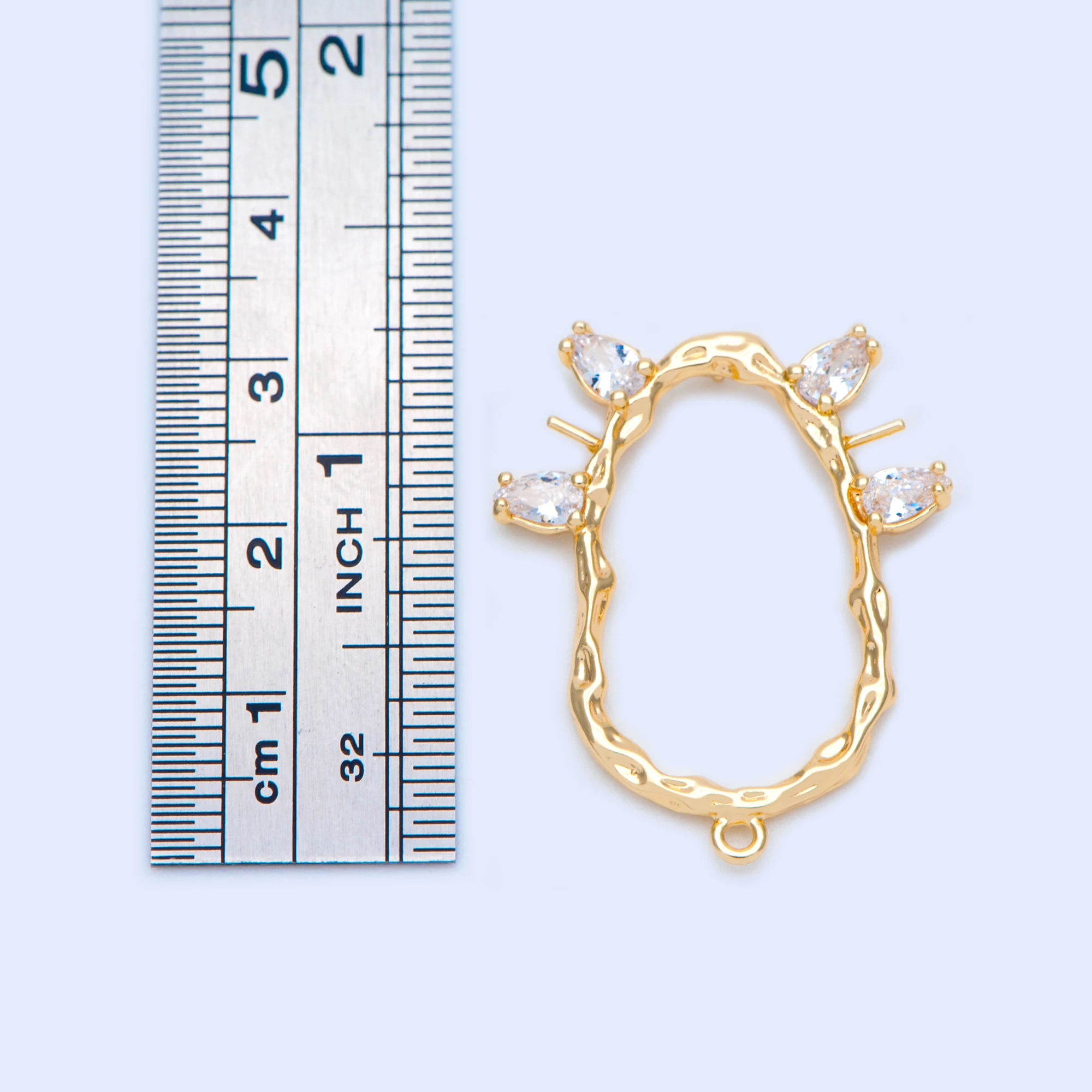 4 шт. позолоченные латунные овальные соединители с фианитами 31x26 мм не содержит