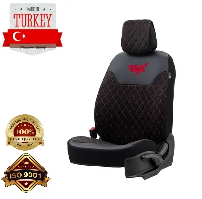 

Car Seat cushion Diamond Series RSXT101 black burned fabric red stitch universal design