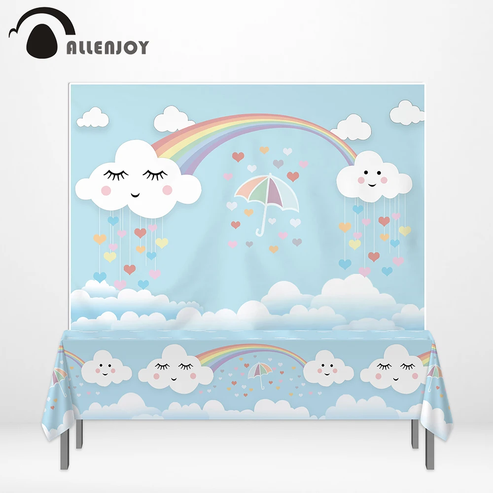 Allenjoy влагостойкая скатерть баннер Радуга облака любовь для маленьких детей день
