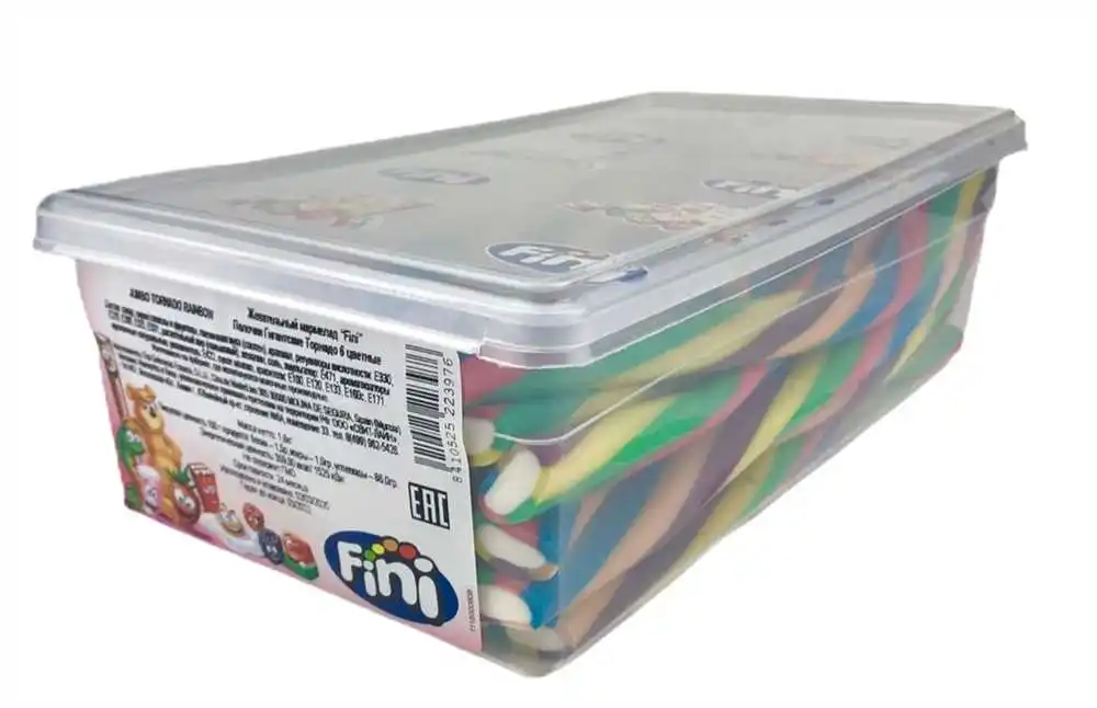 Мармелад Палочки Гигантские Торнадо 6 цветов Fini 300 гр. |