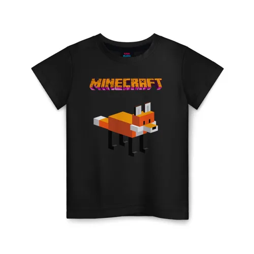 Детская футболка хлопок Minecraft - лиса | Мать и ребенок