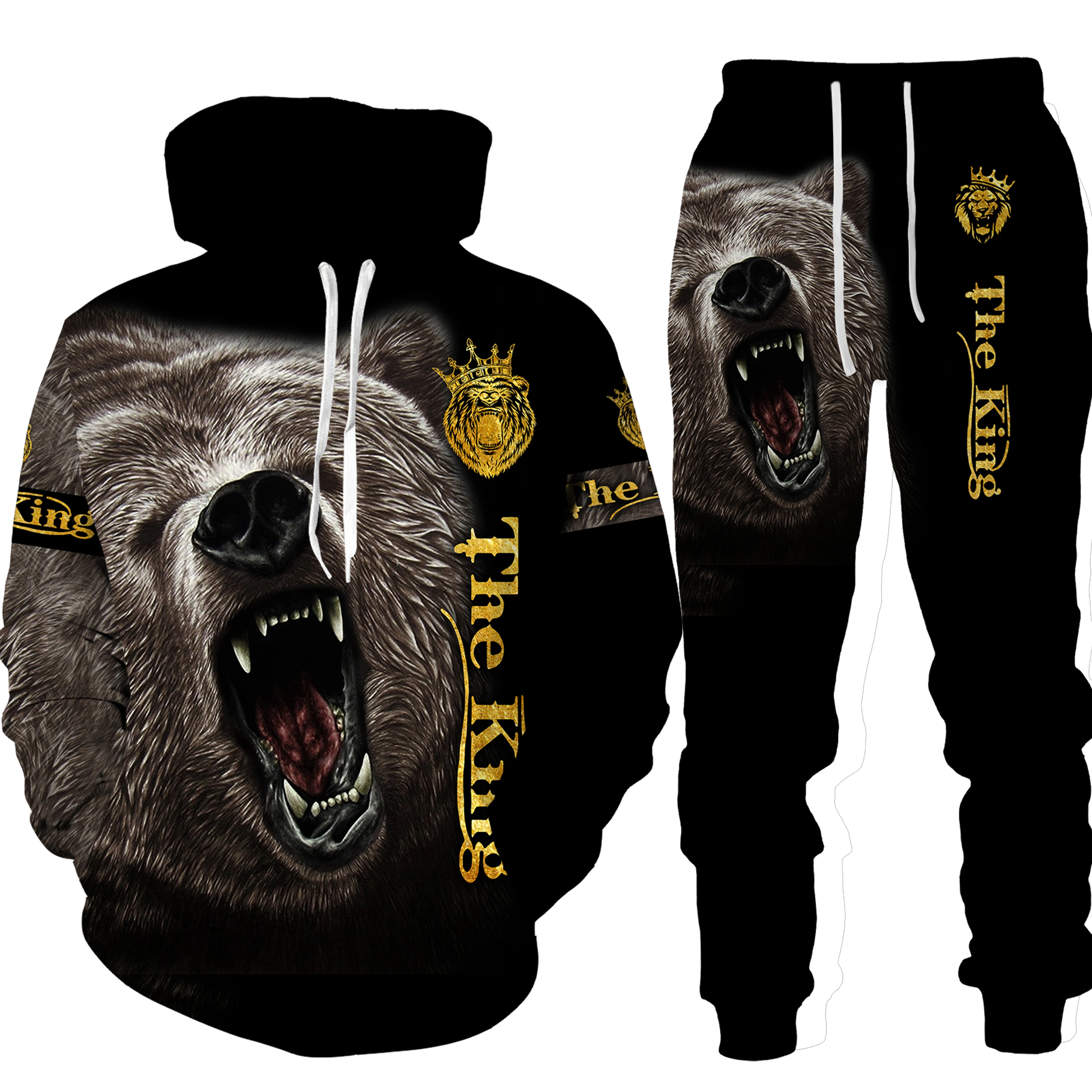 

Bear Hunting Camo 3D Printed Men Hoodies/Tracksuit Fashion Autumn Winter Men's Clothing Suit Casual Long Sleeve Sportwear Set