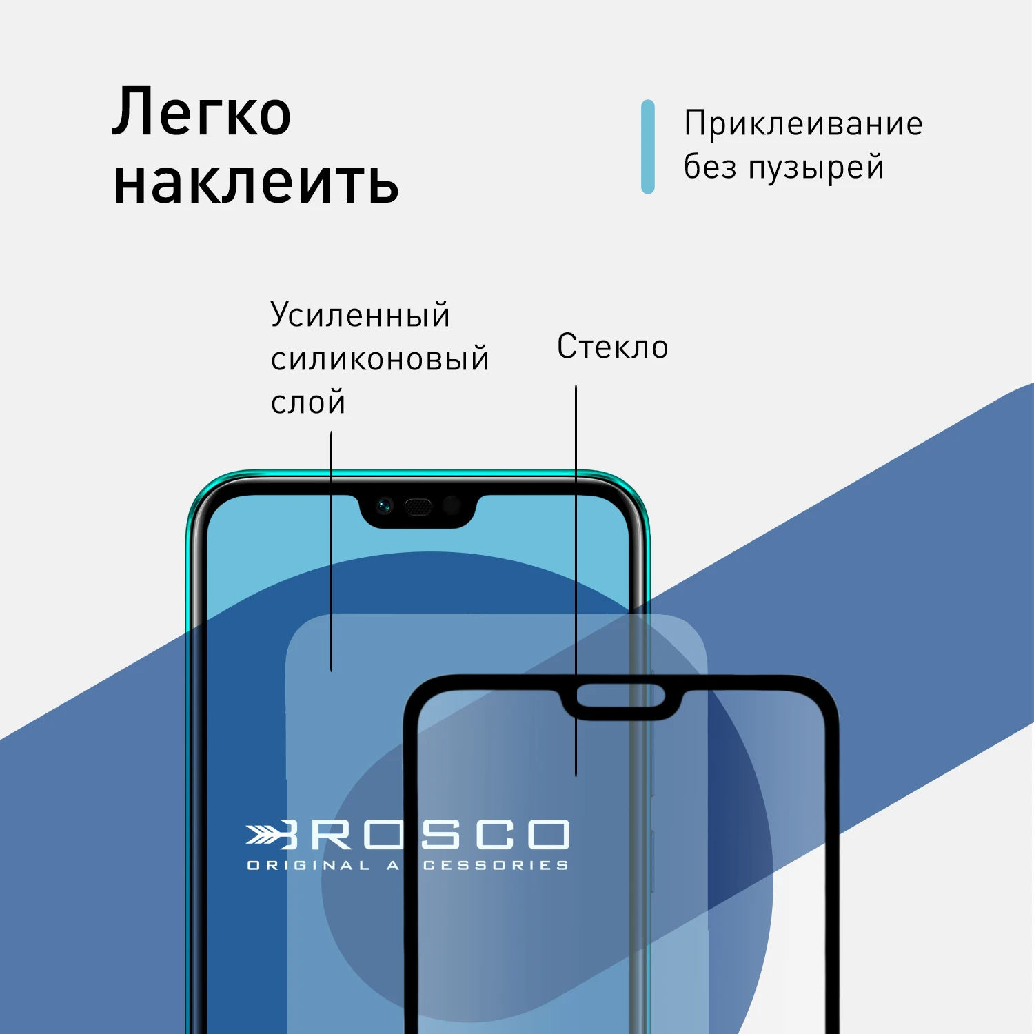 Фото Защитное стекло ROSCO с рамкой для Honor 10 и Premium закаленное олеофобным покрытием Защитное стекло ROSCO с рамкой для Honor 10 и Premium закаленное олеофобным покрытием