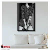 wooden wall art decoration sexy woman portrait love black color striped modern nature home office living room bedroom kitchen new quality gift ideas creative stylish adornment beautiful cute picture souvenir luxury