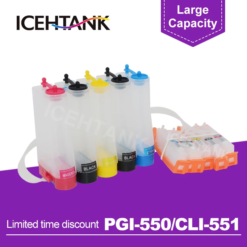 Резервуар для чернил непрерывного действия ICEHTANK PGI 550 CLI 551 принтера Canon PIXMA MG5450 MG5550