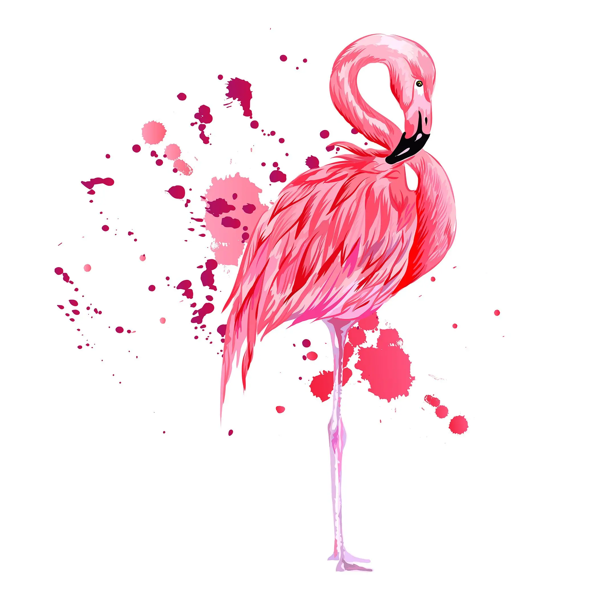 

Curtain Pink Flamingo Elegant Tropical Bird Summer Beach Watercolor Splashes Paint Drops Artwork Printed