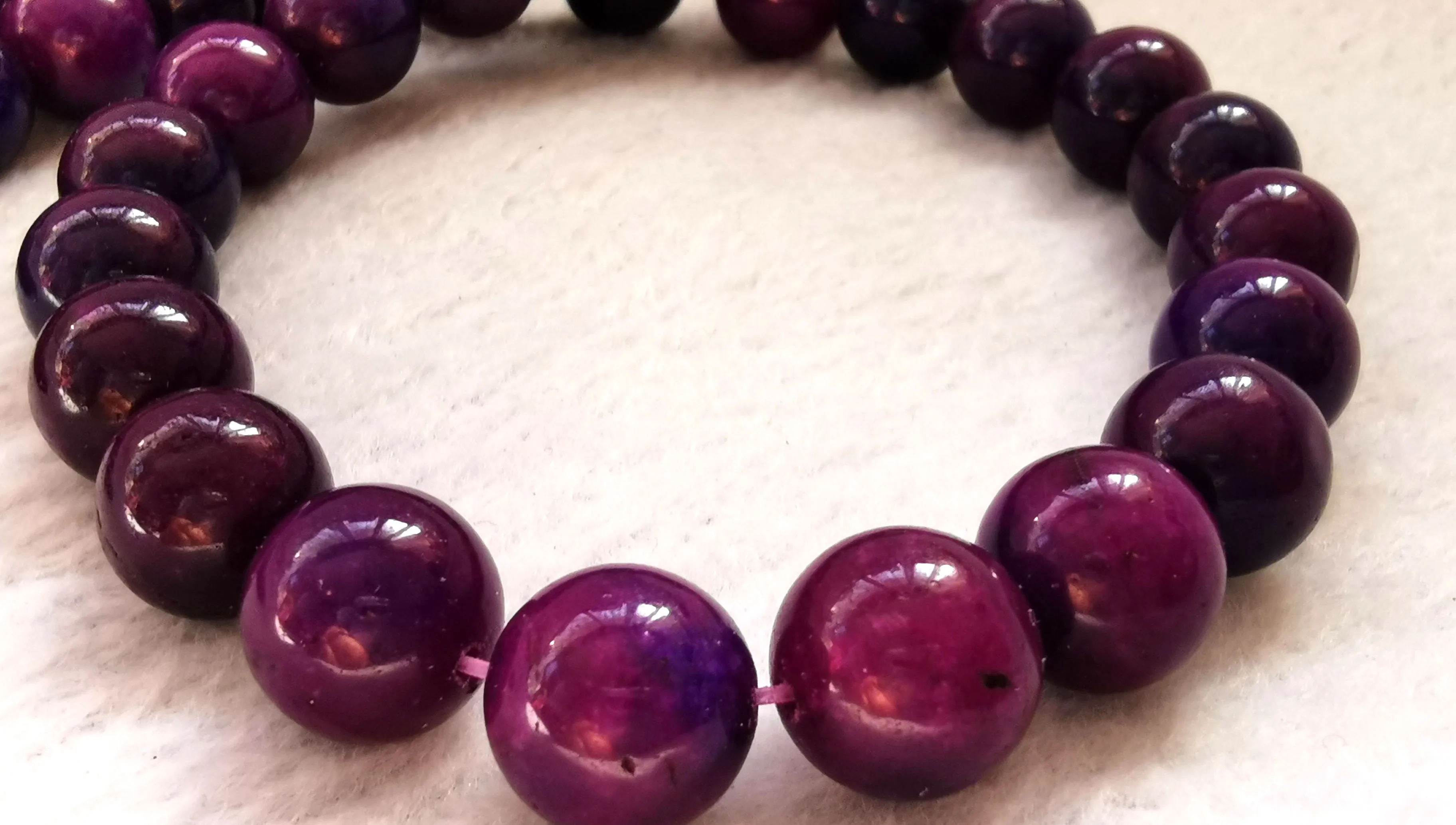 

Red Fuchisia Purple Fire Jasper Bracelet 12mm round loose beads 8inch