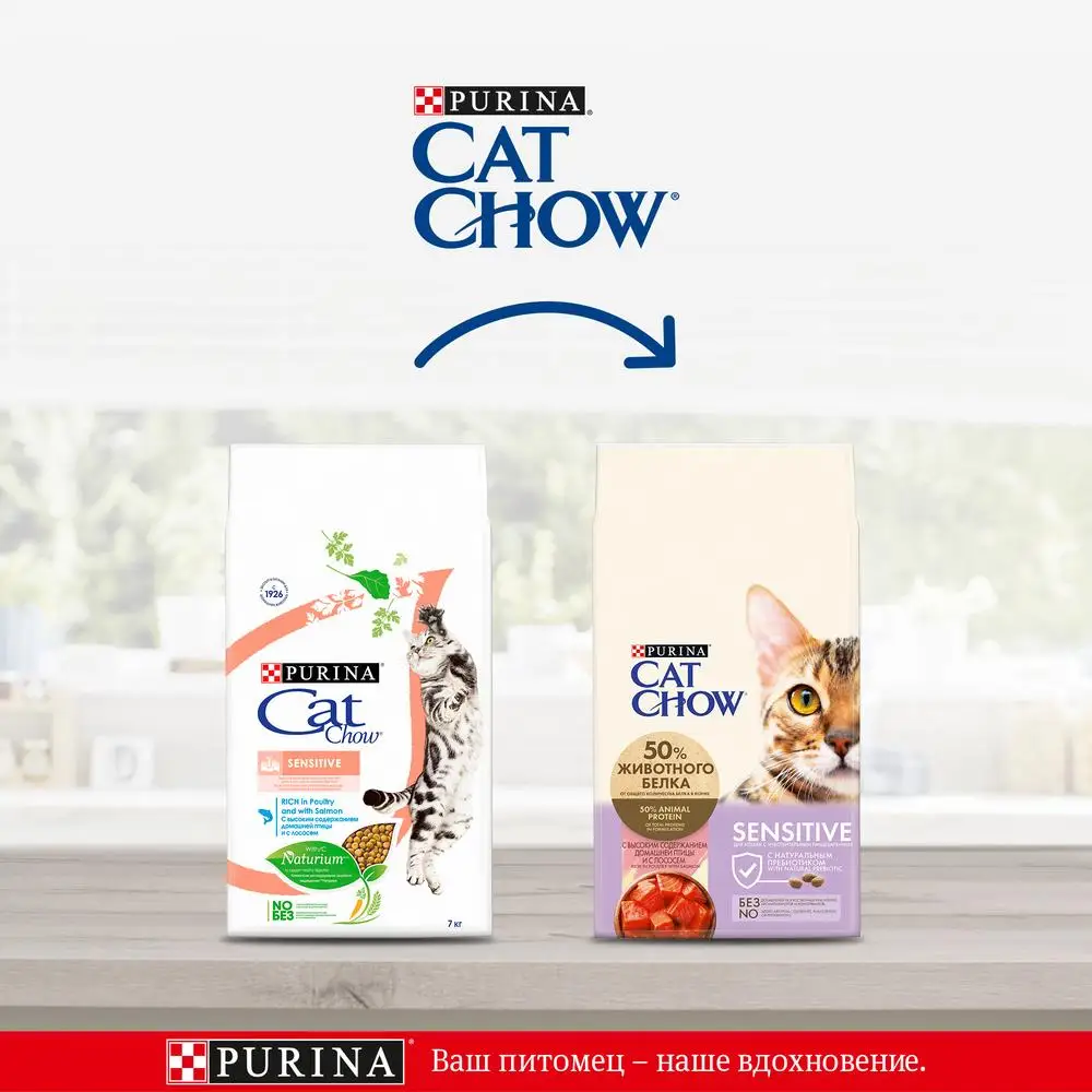 Сухой корм Cat Chow для кошек с чувствительным пищеварением высоким содержанием