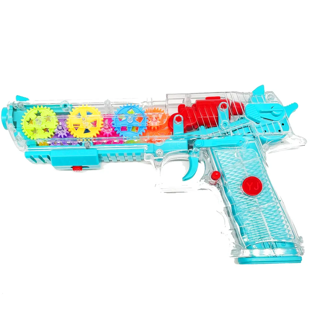 Прозрачный музыкальный пистолет прозрачный бластер с движущимися шестеренками