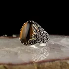 Кольцо мужское из стерлингового серебра 925 пробы, тигровый глаз, ювелирные изделия, винтажный подарок, оникс, Aqeq, все размеры