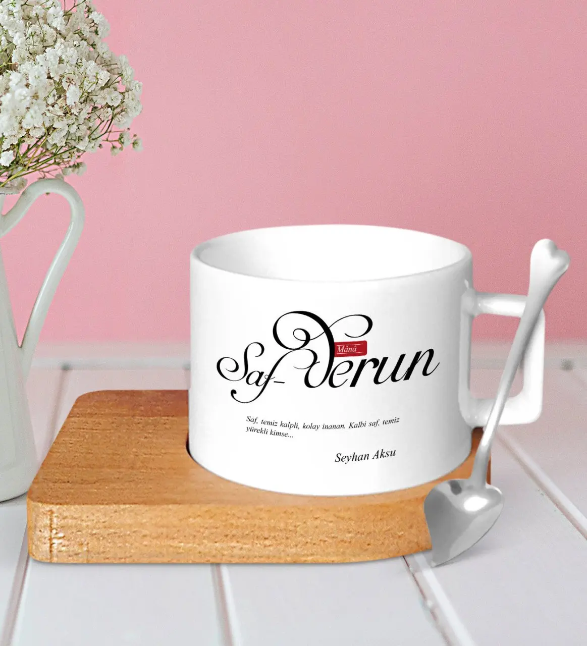 

Персонализированные Mânâ Safderun древесины Altlıklı Керамика Fincan-1