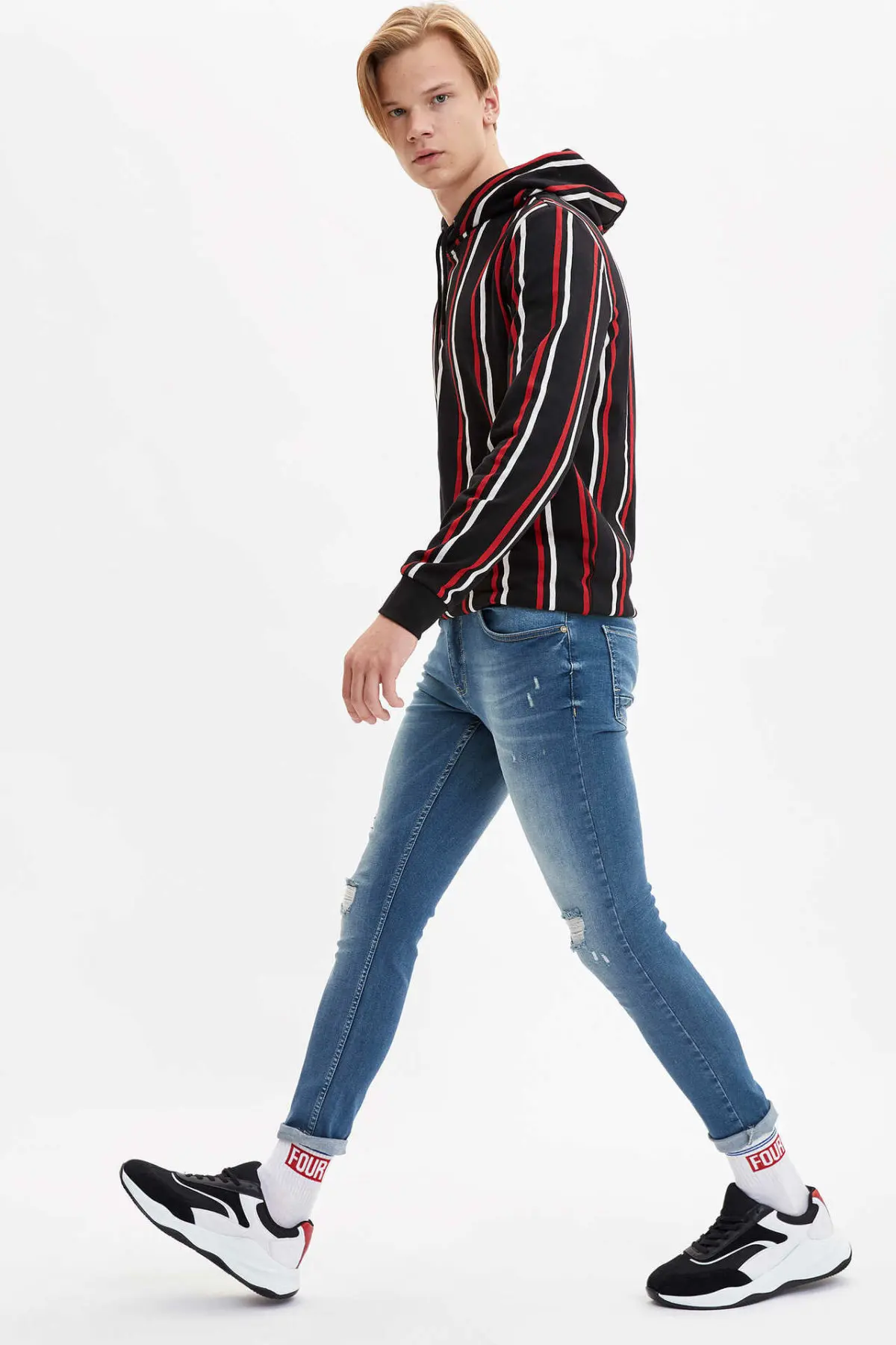 Дефакто вертикальные полосатые толстовки Модные свитшоты Осенние Пуловеры