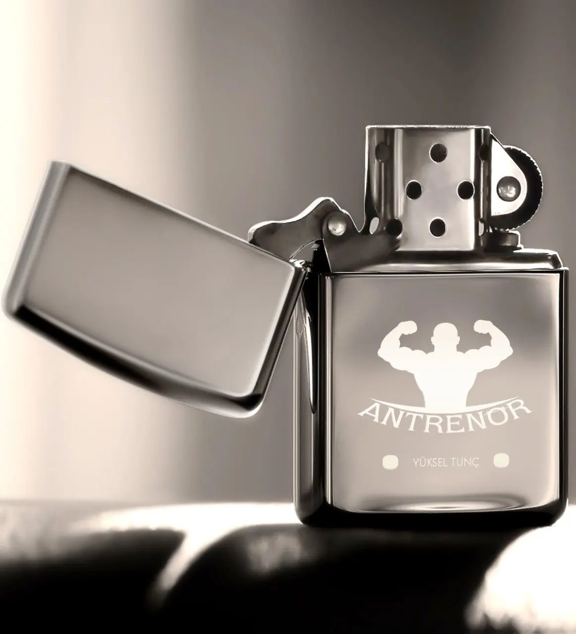 

Personalized Coach Gasoline Silver Gray Metal Lighter-5