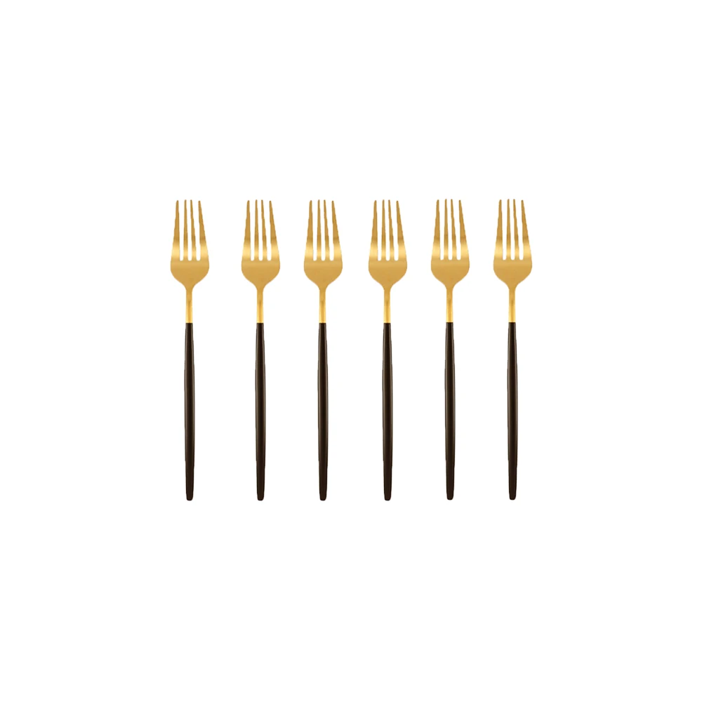 

6Pcs Matte Black Gold Dessert Fork Dinnerware Stainless Steel Cutlery Silverware Flatware Tableware Kitchen Afternoon tea Gift