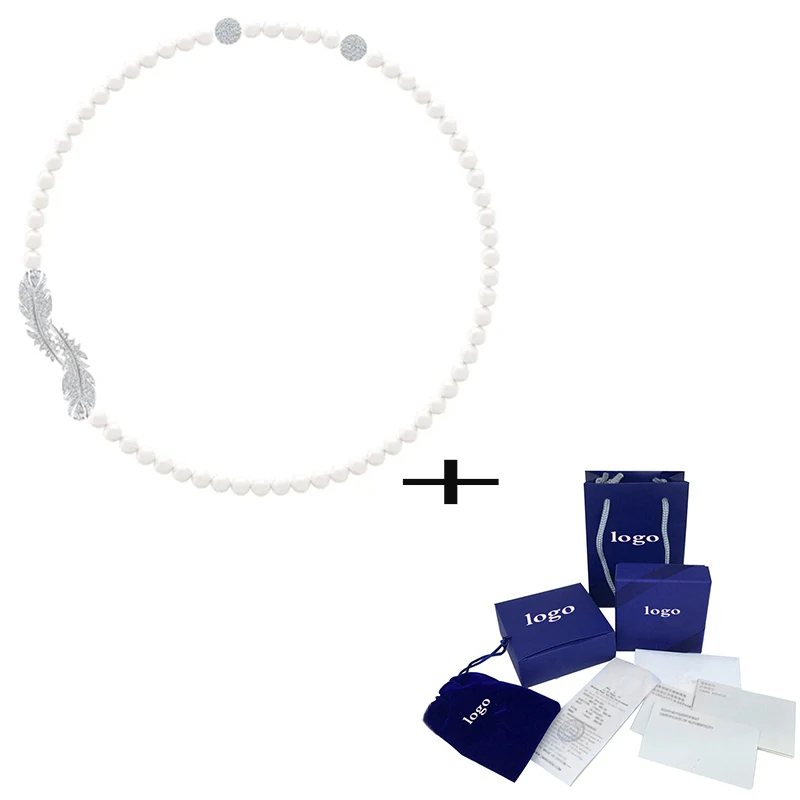 AWS 2020 новое Изысканное и Элегантное ожерелье с белыми красивыми перьями для