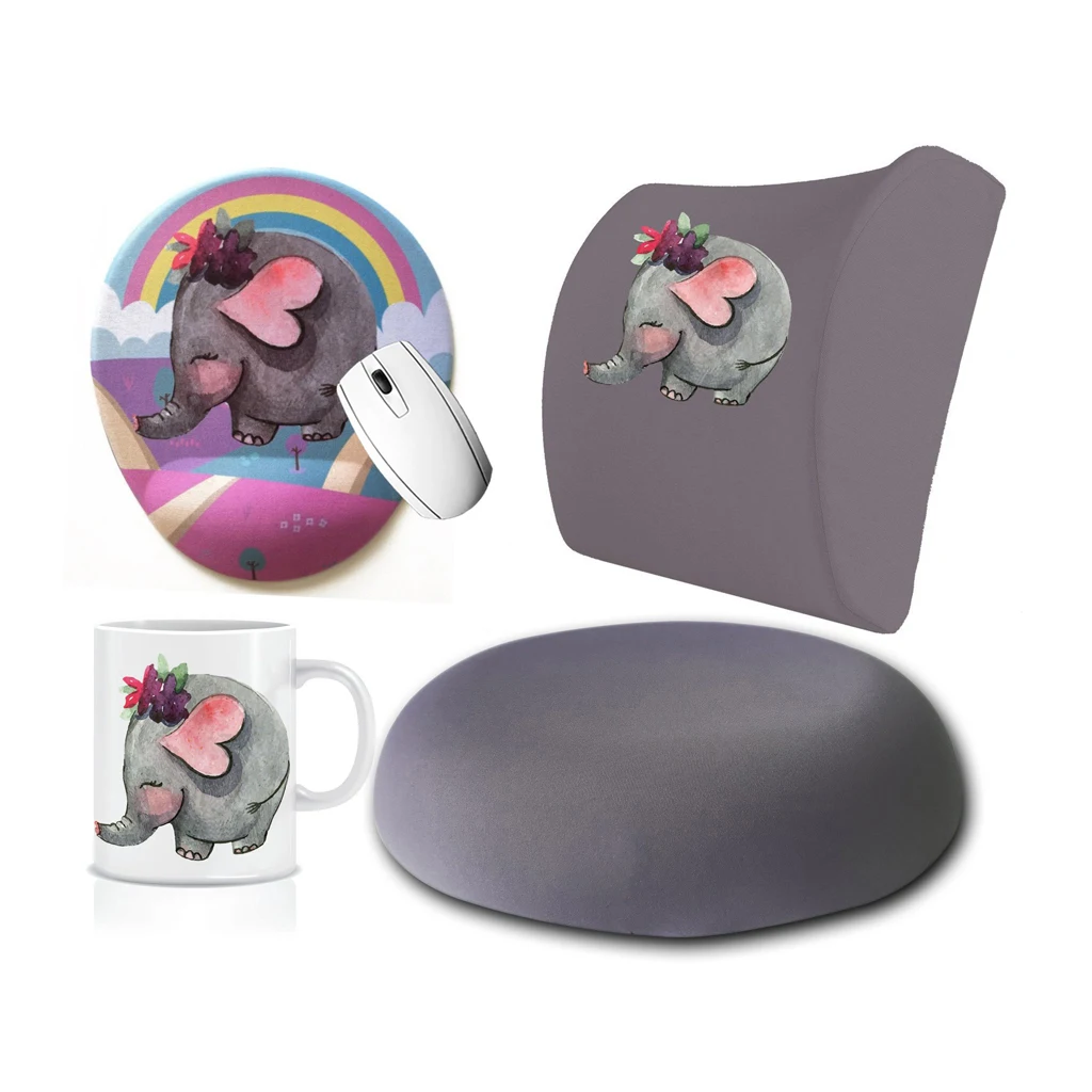 Online Custog Memory Foam Visco Per Sedia Da Ufficio Supporto Per La Vita Cuscino E Cuscino Per Sedili E Tappetino Per Mouse E Tazza Set Di 4 Elefanti
