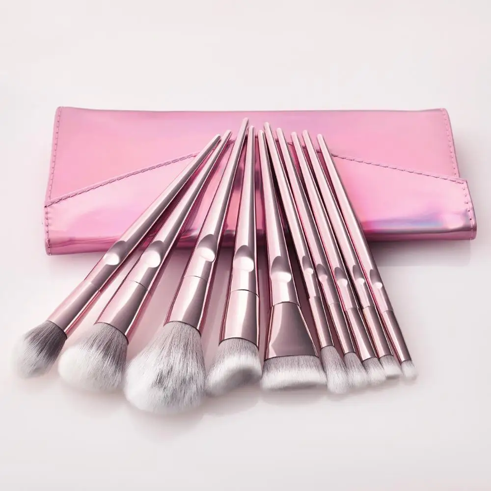 

10Pcs New Arrival Foundation Makeup Brushes set Loose Powder Brush Flat Kit Pincel Maquiagem Make up Brush Cosmetic Beauty Tool
