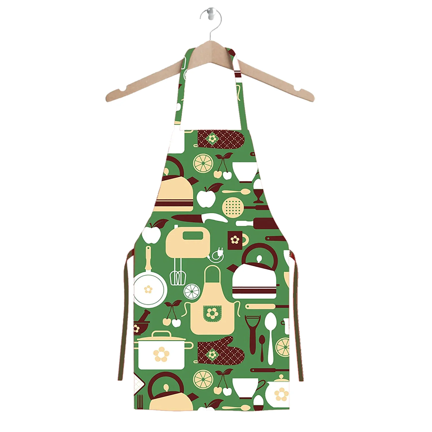 

Ays Home AYSO0129 Bib Pattern Stain-resistant Kitchen Apron Polyester Honeycomb Fabric Woven Fabric Digital Printed Durable Fabric