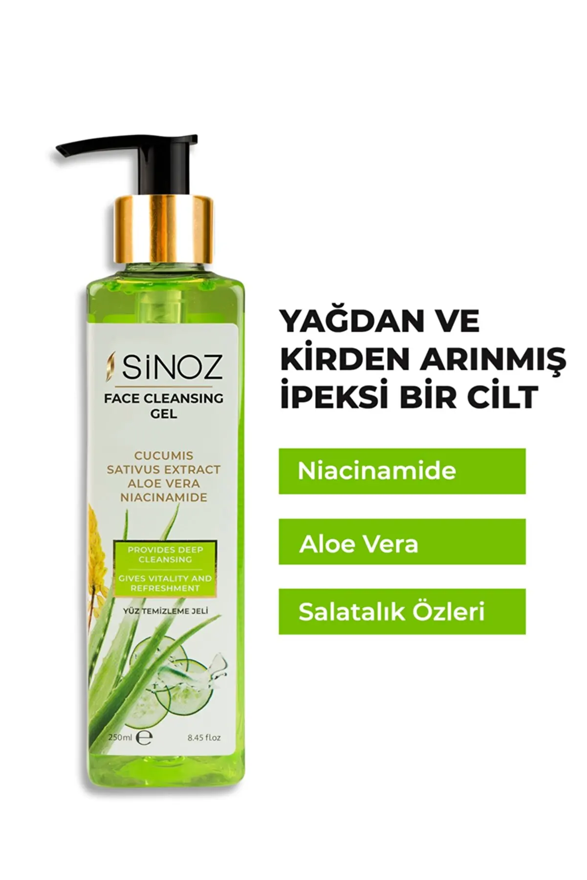 

Sinoz 24K Gold Face Care Serum + Face Cleansing Gel Aloe Vera And Cucumber Concise Oil Purifying Aging Anti